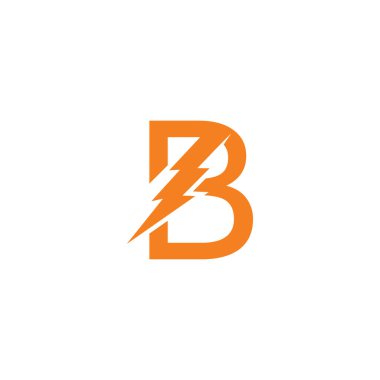 Bolt Lightning Harf B Logo tasarım vektörü şablonu