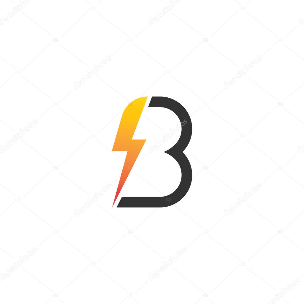 Bolt Lightning Letter B Logo design vector template
