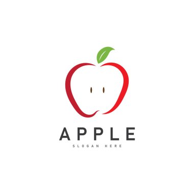 kırmızı elma logosu vektör meyve sağlıklı logo tasarımı simgesi