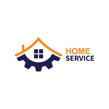 ev servis logosu tasarımı vektör illüstrasyon ev vites logo şablonu