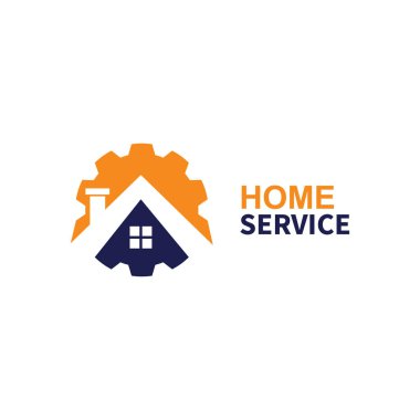 ev servis logosu tasarımı vektör illüstrasyon ev vites logo şablonu