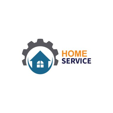 ev servis logosu tasarımı vektör illüstrasyon ev vites logo şablonu
