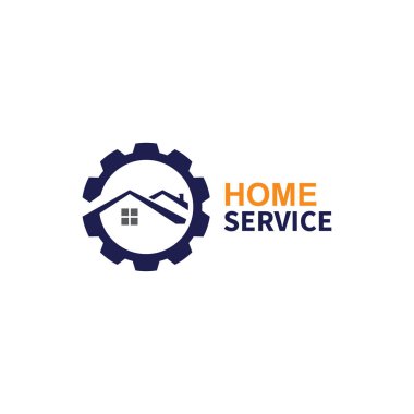 ev servis logosu tasarımı vektör illüstrasyon ev vites logo şablonu