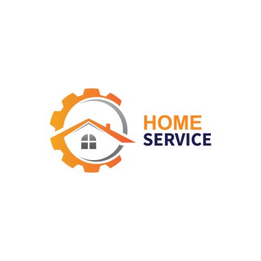 ev servis logosu tasarımı vektör illüstrasyon ev vites logo şablonu