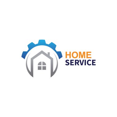 ev servis logosu tasarımı vektör illüstrasyon ev vites logo şablonu