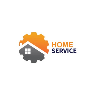ev servis logosu tasarımı vektör illüstrasyon ev vites logo şablonu