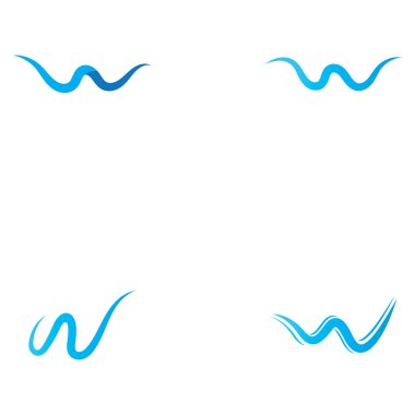 w su dalgası logo şablon vektörü kümesi