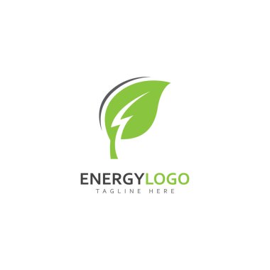 eco energy with leaf vector logo template