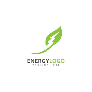 eco energy with leaf vector logo template