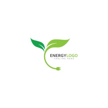 eco energy with leaf vector logo template
