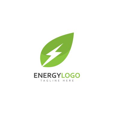 eco energy with leaf vector logo template