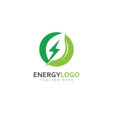 eco energy with leaf vector logo template