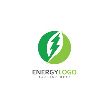 eco energy with leaf vector logo template