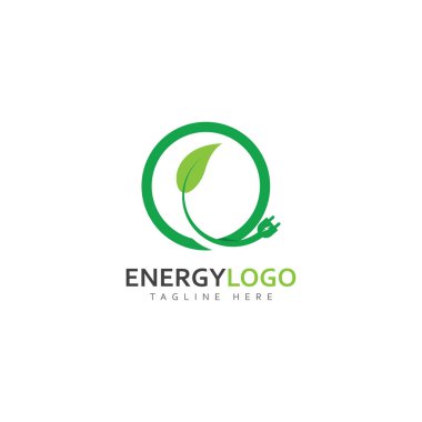 eco energy with leaf vector logo template