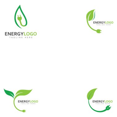 eco energy with leaf vector logo template