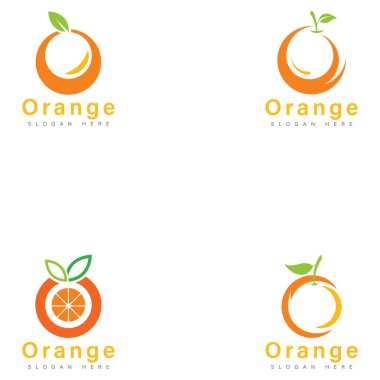 Turuncu Meyve Logosu Tasarım Vektörü Simgesi Çizim Tasarımı