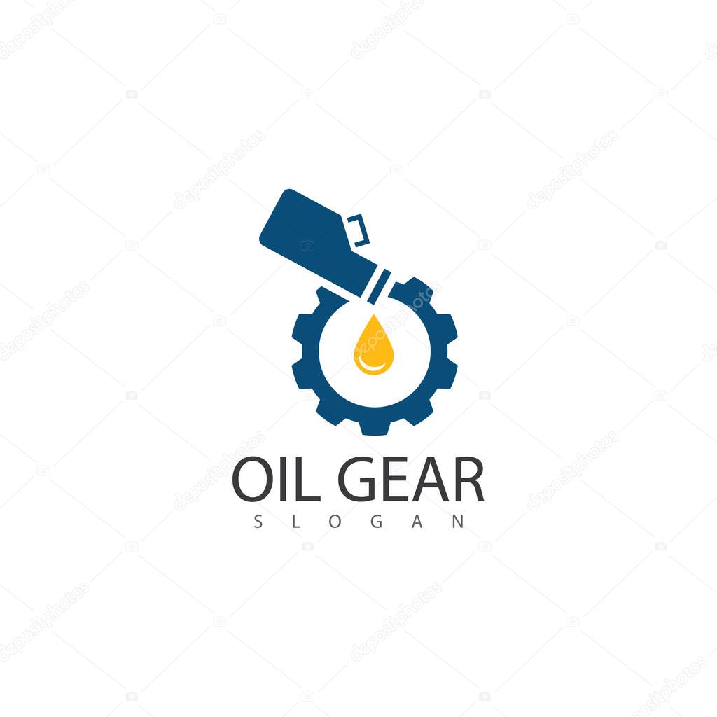 Oil gear automotive machine motor repair logo vector