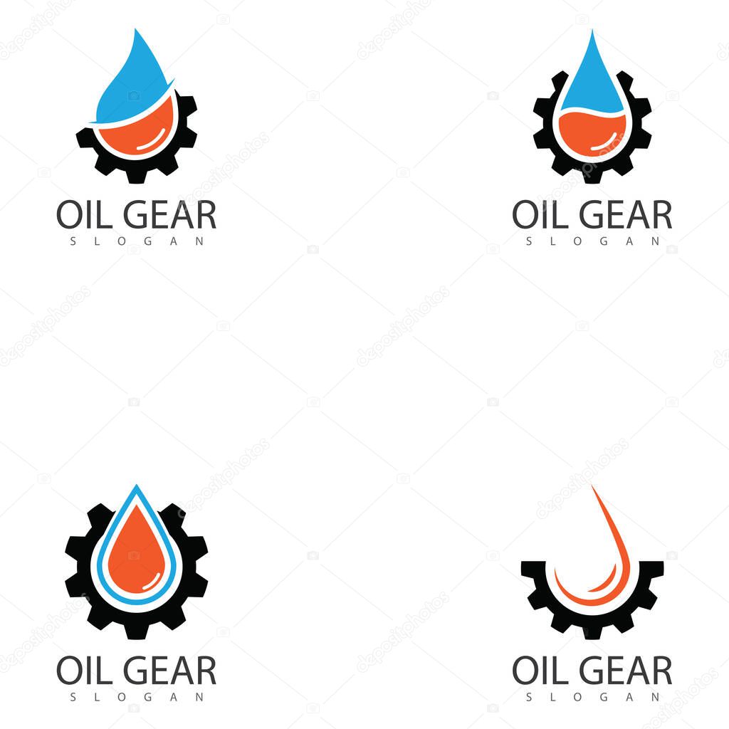 Oil gear automotive machine motor repair logo vector