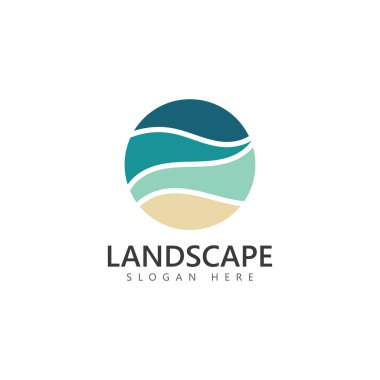 Deniz manzarası soyut tasarım logo şablonu Vektörü