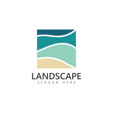 Deniz manzarası soyut tasarım logo şablonu Vektörü