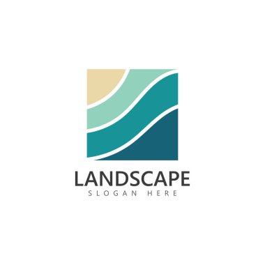 Deniz manzarası soyut tasarım logo şablonu Vektörü