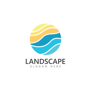 Deniz manzarası soyut tasarım logo şablonu Vektörü