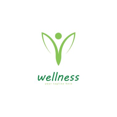 Doğal refah soyut logo tasarımı eşsiz doğal kişi ve yaratıcı fikirli yaprak konsepti. İş sağlığı meditasyonu logosu.