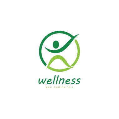 Doğal refah soyut logo tasarımı eşsiz doğal kişi ve yaratıcı fikirli yaprak konsepti. İş sağlığı meditasyonu logosu.