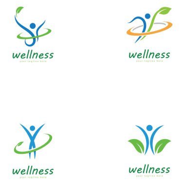 Doğal refah soyut logo tasarımı eşsiz doğal kişi ve yaratıcı fikirli yaprak konsepti. İş sağlığı meditasyonu logosu.