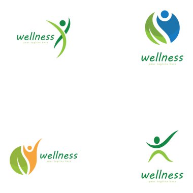 Doğal refah soyut logo tasarımı eşsiz doğal kişi ve yaratıcı fikirli yaprak konsepti. İş sağlığı meditasyonu logosu.