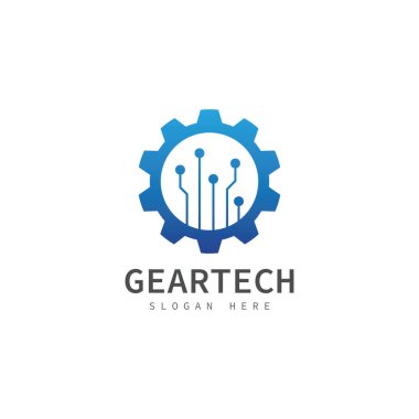 Teknik dişli logo vektör tasarım şablonu. Teknoloji logosu tasarım vektör amblemi tasarım kavramı yaratıcı sembol simgesi