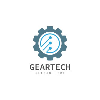 Teknik dişli logo vektör tasarım şablonu. Teknoloji logosu tasarım vektör amblemi tasarım kavramı yaratıcı sembol simgesi