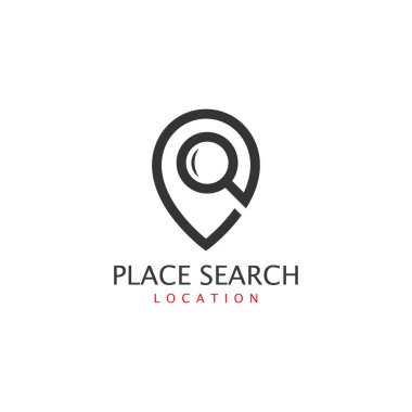 Arama - adres işaretçi ve simge Büyüteç veya Büyüteç'i bir yerde. Seyahat acentası ve konumu harita vektör simgesi