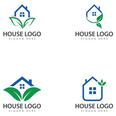 Yeşil Ev Logosu Tasarım Şablon çizimi