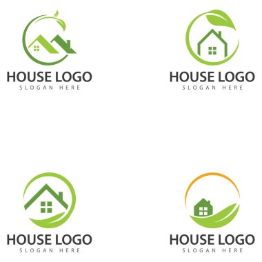 Yeşil Ev Logosu Tasarım Şablon çizimi