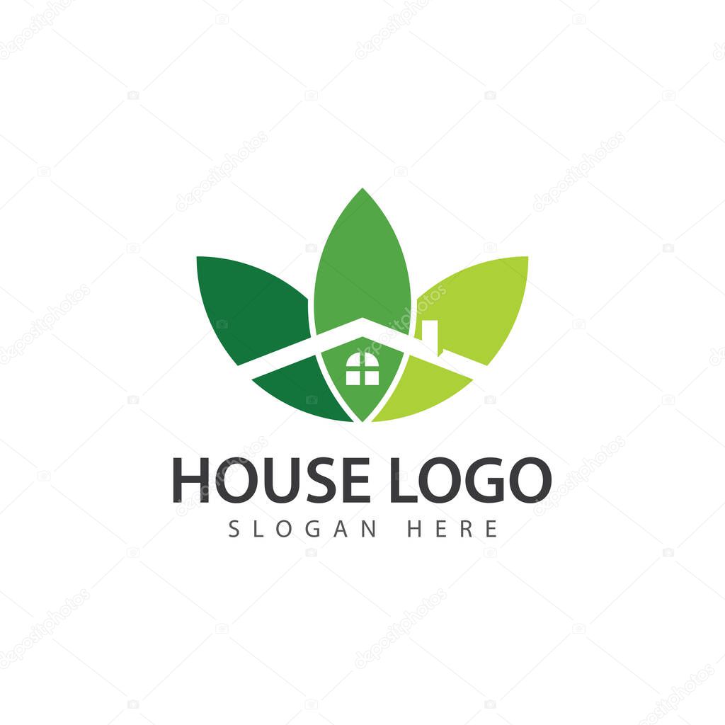 Green House Logo Design Template vector illustration