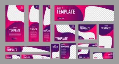 Standart boyutta fotoğraf çekilecek yaratıcı web afişleri. İş ilanı. Dikey, yatay ve kare şablon. Vektör illüstrasyonu EPS 10