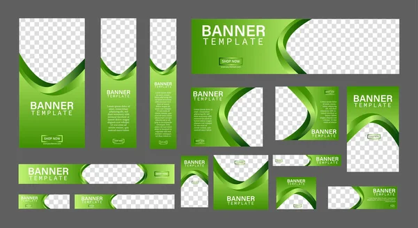 Corporate Web Banners Standard Size Place Photos Vertical Horizontal Square — Stock Vector
