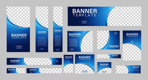 Abstract Banner Design Web Template Set Horizontal Header Web Banner —  Vetores de Stock
