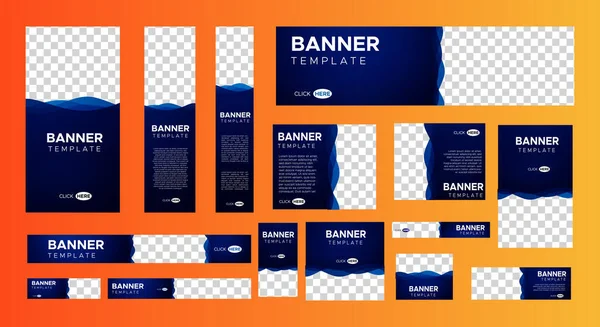 Abstrab Banner Design Web Template Set Веб Баннер Длинным Заголовком — стоковый вектор