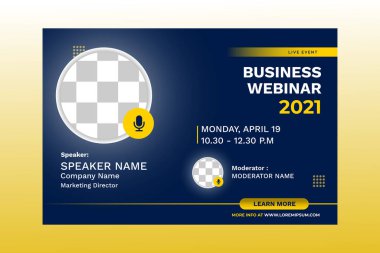 Pazarlama Stratejileri canlı webinar bayrak davetiyesi ve sosyal medya posta şablonu. Business Webinar davetiye tasarımı. Vektör EPS 10
