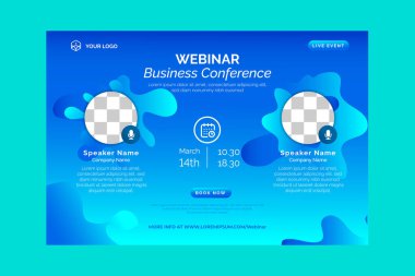 Pazarlama Stratejileri canlı webinar bayrak davetiyesi ve sosyal medya posta şablonu. Business Webinar davetiye tasarımı. Vektör EPS 10