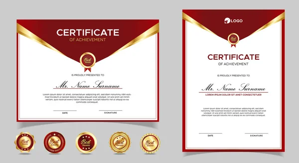 Certificate Appreciation Template Gold Red Color Clean Modern Certificate Gold — Stock Vector