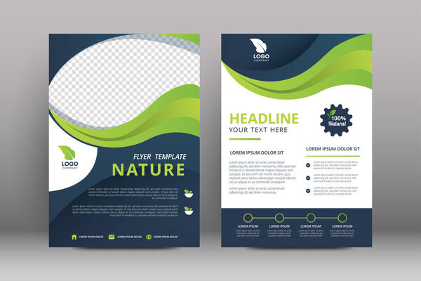 Natural Environment Flyer искушает дизайн. Зеленая брошюра, журнал, годовой отчет, книга, обложка буклета, плакат с изображением. вектор eps 10