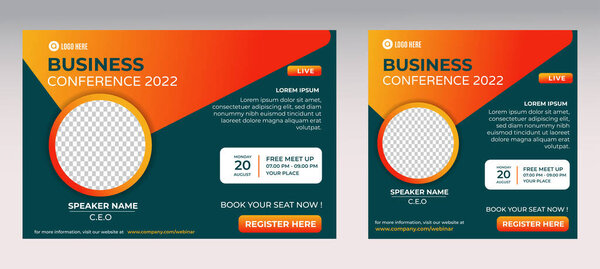 Annual Business Conference live webinar banner invitation and social media post template. Business webinar invitation design. Vector EPS 10