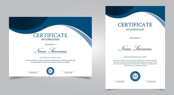 Blaues Und Goldenes Zertifikat Als Vorlage Für Geschäfts Diplom Und — Stockvektor