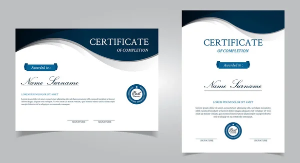 Modelo Certificado Diploma Profissional Estilo Moderno Certificado Com Crachás Ouro — Vetor de Stock