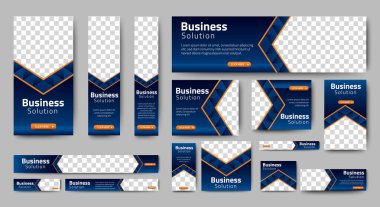 Soyut afiş tasarımı ağ şablonu seti, Yatay başlık web pankartı. Web sitesi tasarımı için Modern Gradent Blue kapak başlığı arka planı, Sosyal Medya Kapak reklamları, afiş, davetiye kartı