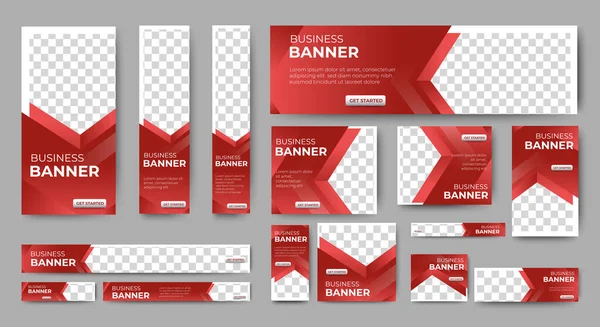 Professional Business Web Banner Template Photo Place Modern Layout White — Stock Vector