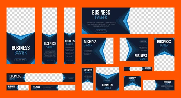Professional Business Web Banner Template Photo Place Modern Layout White — Stock Vector